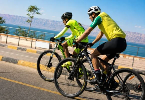 Cycling along the shores of the Dead Sea